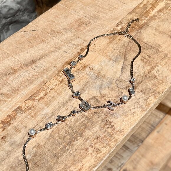 Chanel 22C Champagne Gold Crystals Pearls CC Chain Drop Necklace - Picture 6 of 11